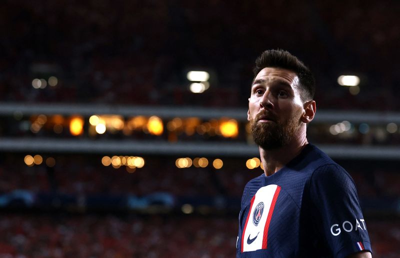 &copy; Reuters. Lionel Messi em jogo do PSG contra o Benfica
 5/10/2022  REUTERS/Pedro Nunes