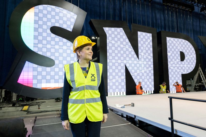 &copy; Reuters. FILE PHOTO: Scotland's First Minister Nicola Sturgeon conducts a site visit ahead of the SNP National Conference held at P&J Live arena in Aberdeen, Scotland, Britain October 7, 2022. Michal Wachucik/Pool via REUTERS