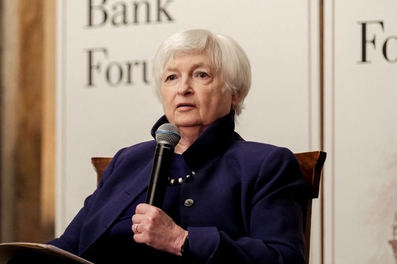 &copy; Reuters. FILE PHOTO: U.S. Treasury Secretary Janet Yellen participates in a discussion at the annual Freedman's Bank Forum at the Treasury Department in Washington, U.S., October 4, 2022. REUTERS/Michael A. McCoy/File Photo