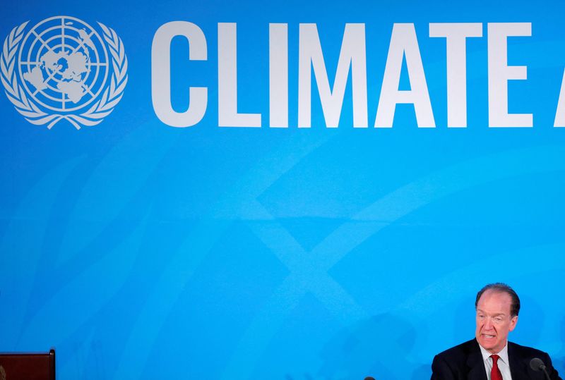 &copy; Reuters. FILE PHOTO: World Bank Group President David R. Malpass speaks during the 2019 United Nations Climate Action Summit at U.N. headquarters in New York City, New York, U.S., September 23, 2019. REUTERS/Lucas Jackson