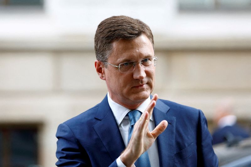 &copy; Reuters. FILE PHOTO: Deputy Prime Minister of Russia Alexander Novak gestures at the Organisation of the Petroleum Exporting Countries (OPEC) headquarters in Vienna, Austria October 5, 2022. REUTERS/Lisa Leutner/File Photo