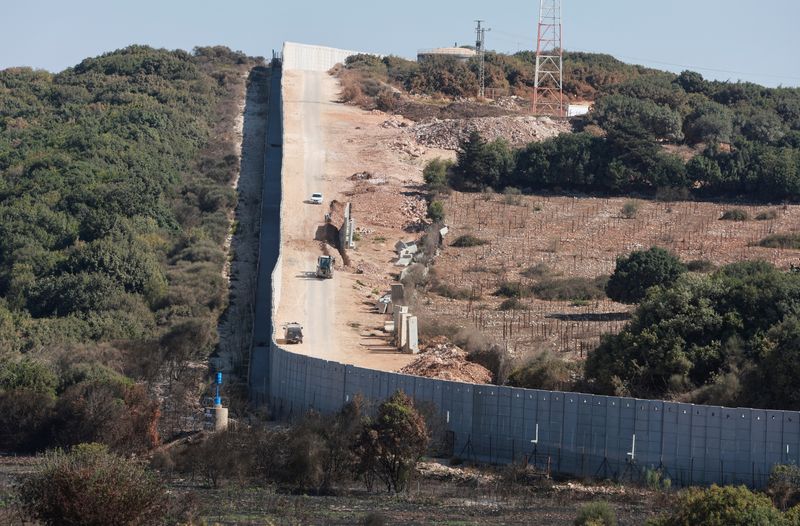 &copy; Reuters. A view shows the border wall between Lebanon and Israel as seen from Marwahin, southern Lebanon, October 11, 2022. REUTERS/Aziz Taher