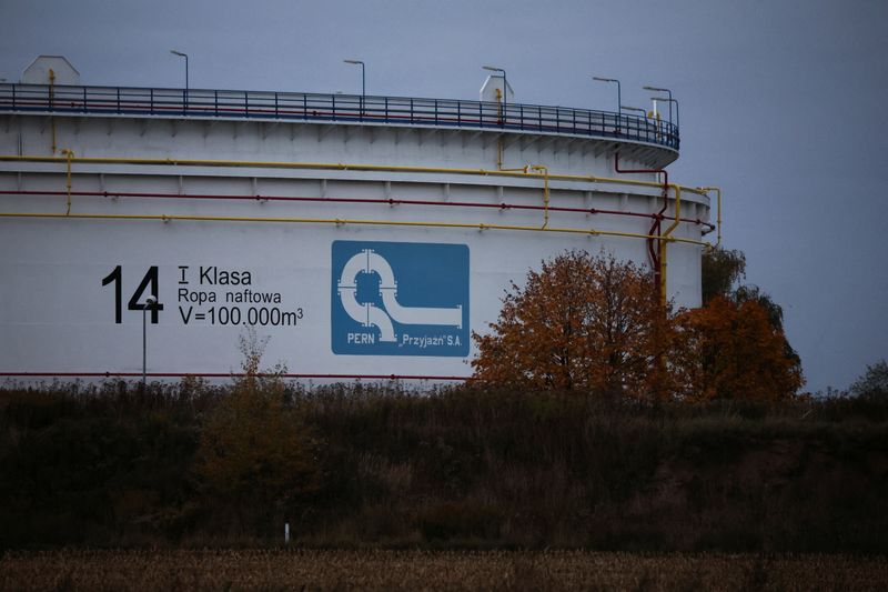 © Reuters. A view of PERN's oil storage facility, part of the Druzhba pipeline infrastructure, in Miszewko Strzalkowskie near Plock, Poland, October 12, 2022. REUTERS/Kacper Pempel 