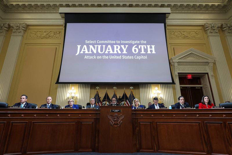 © Reuters. U.S. House Select Committee to Investigate the January 6th Attack on the U.S. Capitol meets for a hearing in the Cannon House Office Building in Washington, U.S., October 13, 2022. Alex Wong/Pool via REUTERS