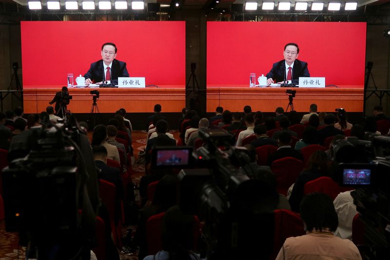 &copy; Reuters. Spokesperson Sun Yeli speaks via video link at a news conference ahead of the 20th National Congress of the Communist Party of China, in Beijing, China October 15, 2022. REUTERS/Shubing Wang