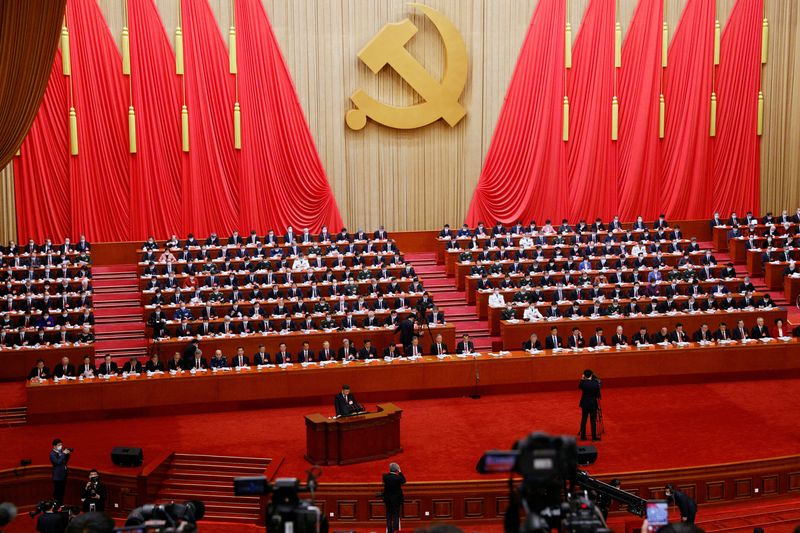 &copy; Reuters. Chinese President Xi Jinping speaks during the opening ceremony of the 20th National Congress of the Communist Party of China, at the Great Hall of the People in Beijing, China October 16, 2022. REUTERS/Thomas Peter
