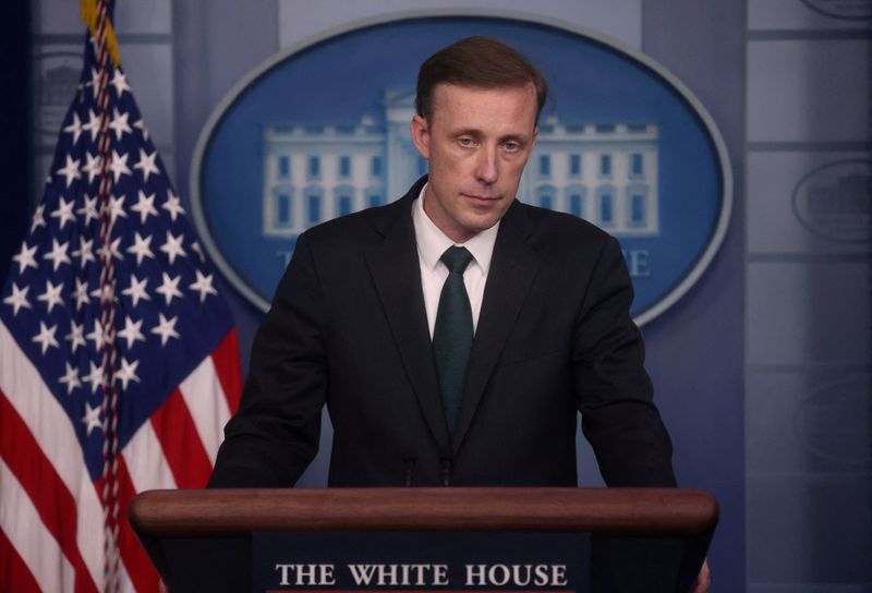 &copy; Reuters. FILE PHOTO: U.S. national security adviser Jake Sullivan holds a news briefing at the White House in Washington, U.S., August 17, 2021. REUTERS/Leah Millis/File Photo