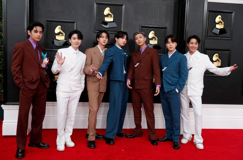 &copy; Reuters. BTS no Grammy Awards em Las Vegas
 3/4/2022   REUTERS/Maria Alejandra Cardona