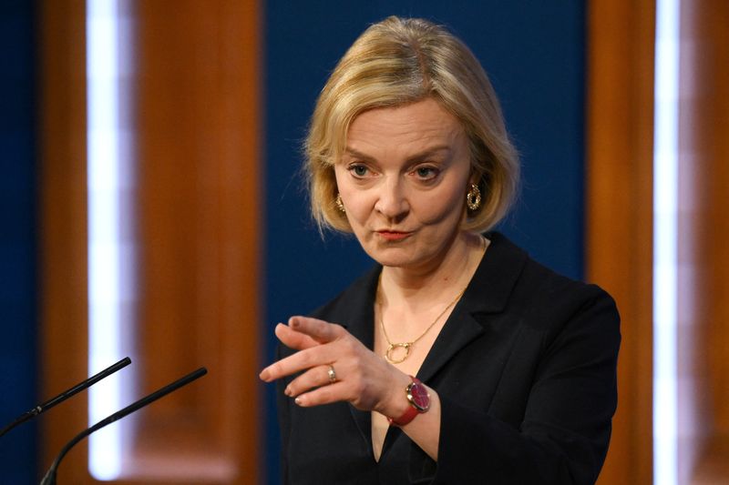 &copy; Reuters. Premiê britânica Liz Truss 
 14/10/2022.   Daniel Leal/Pool via REUTERS