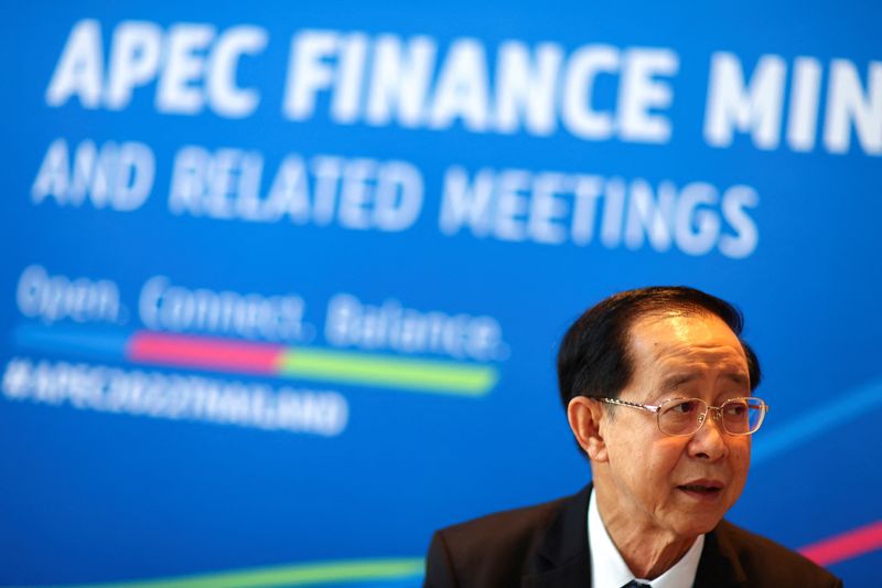 &copy; Reuters. Thai finance minister Arkhom Termpittayapaisith speaks during an interview with Reuters in Bangkok, Thailand, October 19, 2022. REUTERS/Athit Perawongmetha