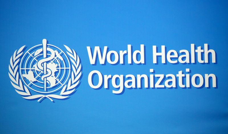 &copy; Reuters. FILE PHOTO: A logo is pictured at the World Health Organization (WHO) building in Geneva, Switzerland, February 2, 2020. REUTERS/Denis Balibouse/File Photo