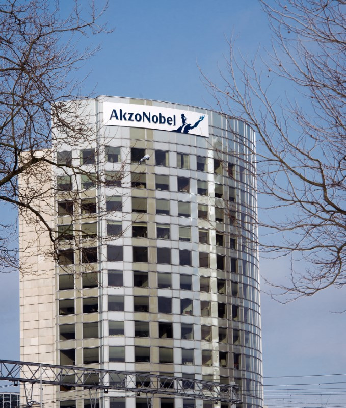 &copy; Reuters. The AkzoNobel headquarters building is pictured in Amsterdam February 6, 2014. REUTERS/Toussaint Kluiters/United Photos