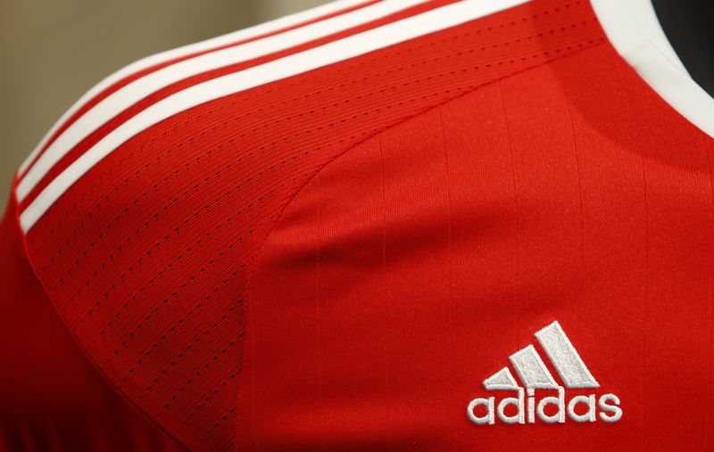 &copy; Reuters. An Adidas logo is pictured at a shirt before the company annual general meeting in the northern Bavarian town of Fuerth near Nuremberg, Germany, May 12, 2016. REUTERS/Michaela Rehle/Files
