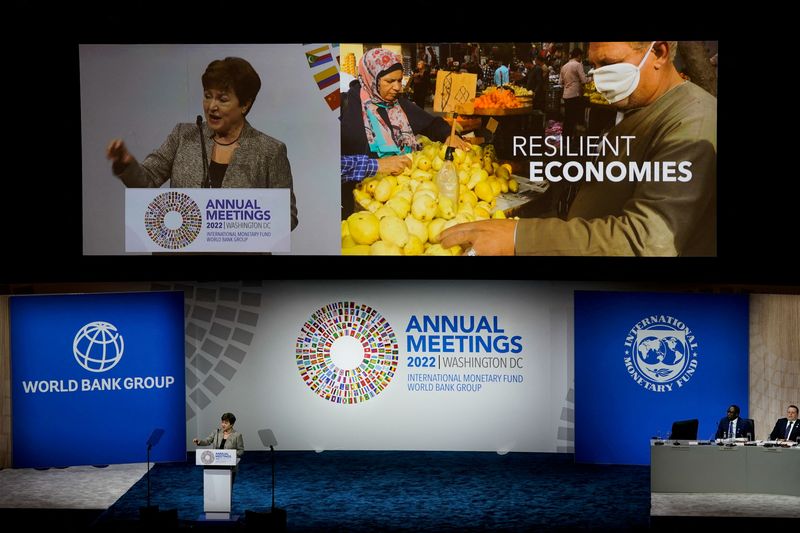 &copy; Reuters. FILE PHOTO: International Monetary Fund Managing Director Kristalina Georgieva speaks during the Annual Meetings of the IMF and World Bank in Washington, U.S., October 14, 2022. REUTERS/Elizabeth Frantz/File Photo