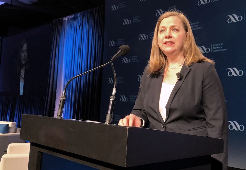 &copy; Reuters. FILE PHOTO: U.S. Federal Reserve Governor Michelle Bowman gives her first public remarks as a Fed policymaker at an American Bankers Association conference in San Diego, California, U.S., February 11 2019.  REUTERS/Ann Saphir