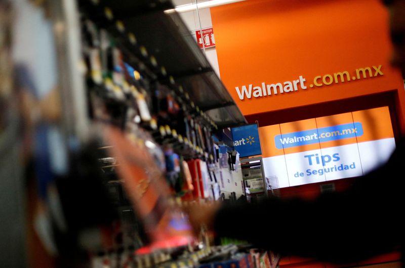 &copy; Reuters. FILE PHOTO: A Walmart sign is pictured inside a Walmart store in Mexico City, Mexico March 28, 2019.   REUTERS/Edgard Garrido