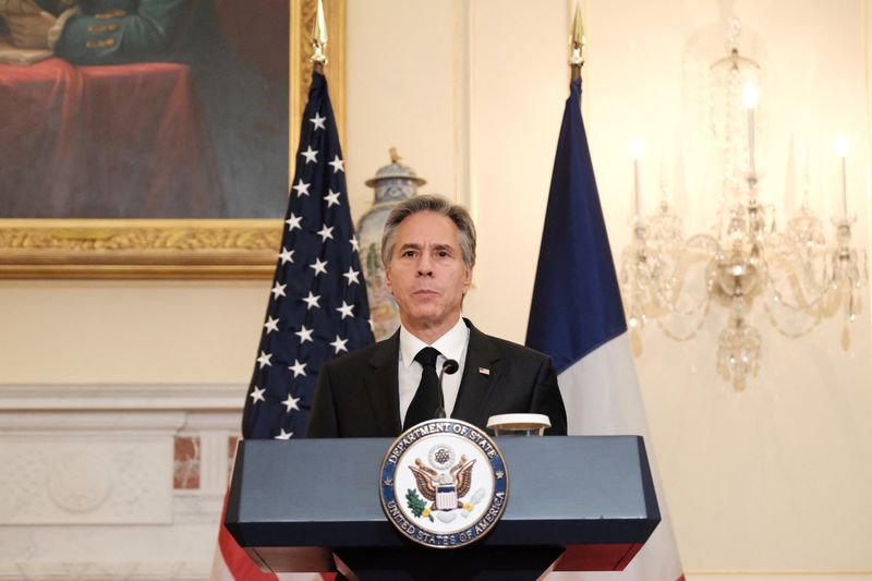 &copy; Reuters. وزير الخارجية الأمريكي أنتوني بلينكن في واشنطن يوم الجمعة. تصوير: مايكل ماكوي - رويترز. 