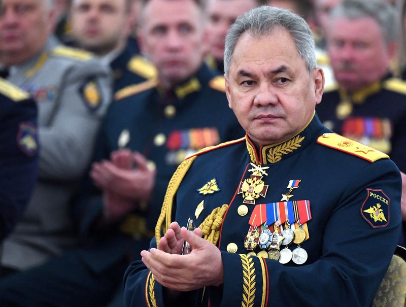 &copy; Reuters. FILE PHOTO: Russian Defence Minister Sergei Shoigu attends a meeting of President Vladimir Putin with graduates of military academies on the eve of the 81st anniversary of the Nazi invasion of the Soviet Union in World War Two in Moscow, Russia June 21, 2