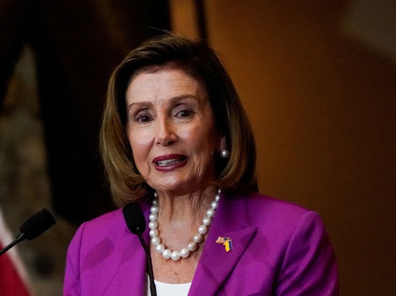 &copy; Reuters. FILE PHOTO: Speaker of the House, Democratic Nancy Pelosi of California, running for re-election to the U.S. House of Representatives in the 2022 U.S. midterm elections, speaks at the U.S. Capitol in Washington, U.S., July 27, 2022. REUTERS/Elizabeth Fran