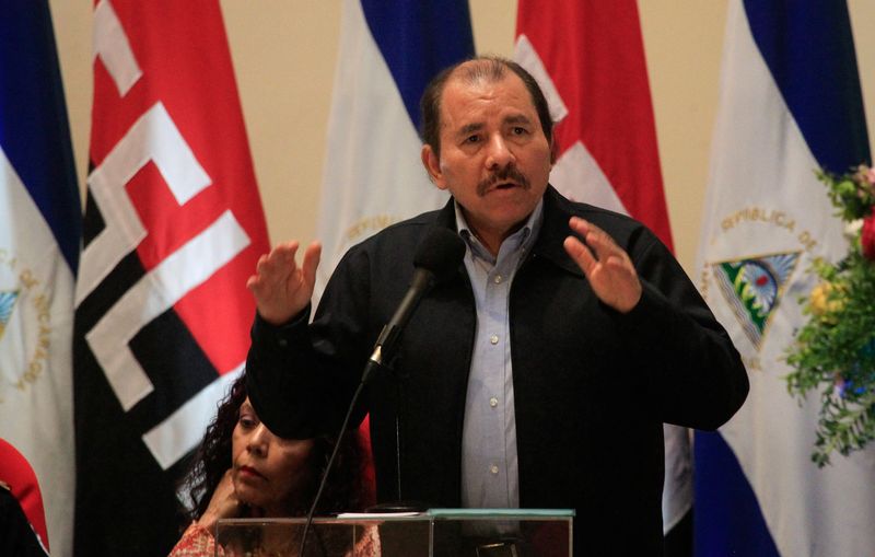 © Reuters. FILE PHOTO: Nicaragua's President Daniel Ortega speaks during an event to commemorate the 38th anniversary of the founding of the Nicaraguan Army in Managua, Nicaragua September 1, 2017. REUTERS/Oswaldo Rivas