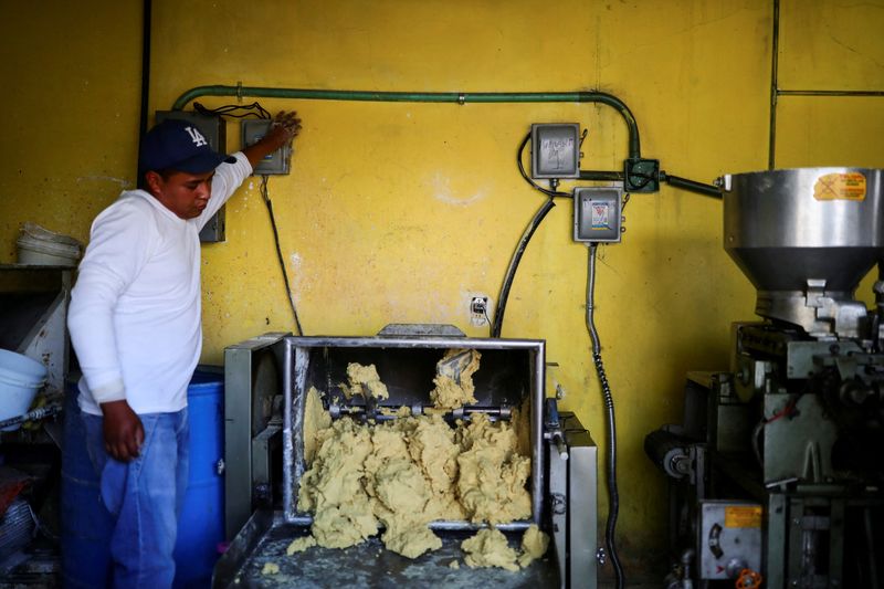 &copy; Reuters. FILE PHOTO: An employee prepares dough to make tortillas at a tortilla stall in Ozumba de Alzate, State of Mexico, Mexico, May 24, 2022. REUTERS/Edgard Garrido