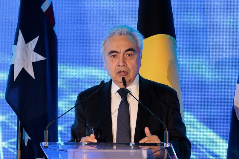 &copy; Reuters. FILE PHOTO: Executive Director of the International Energy Agency Fatih Birol speaks at the Sydney Energy Forum in Sydney, Australia July 12, 2022. Brook Mitchell/Pool via REUTERS