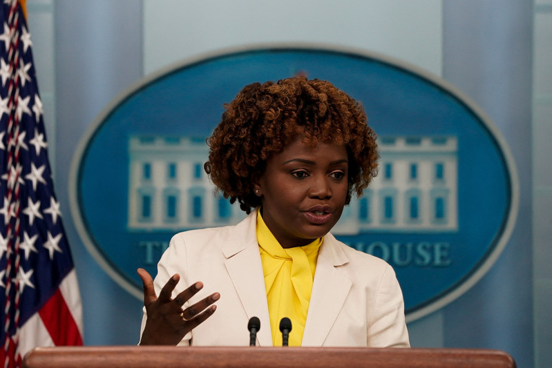 &copy; Reuters. FILE PHOTO: White House Press Secretary Karine Jean-Pierre speaks during a daily press briefing at the White House in Washington, U.S., October 4, 2022. REUTERS/Elizabeth Frantz