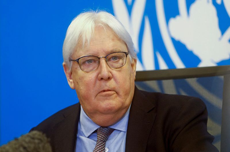 &copy; Reuters. FILE PHOTO: Martin Griffiths, the Under-Secretary-General for Humanitarian Affairs and Emergency Relief Coordinator, briefs reporters on the famine and humanitarian situation in Mogadishu, Somalia September 5, 2022. REUTERS/Feisal Omar