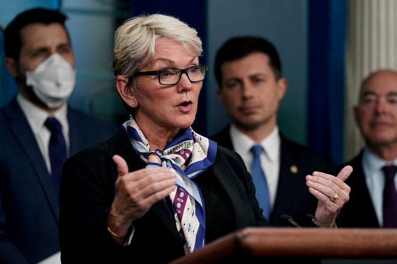 &copy; Reuters. FILE PHOTO: U.S. Secretary of Energy Jennifer Granholm speaks during a briefing about the bipartisan infrastructure law at the White House in Washington, U.S., May 16, 2022. REUTERS/Elizabeth Frantz