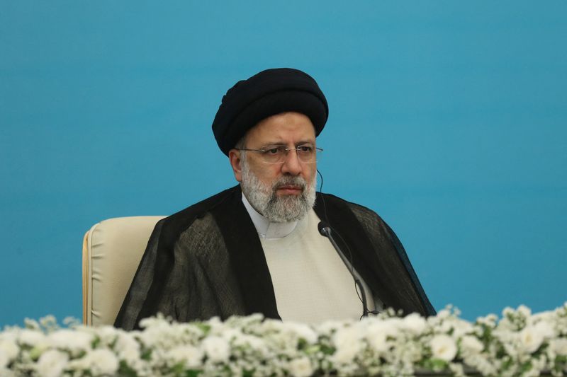 © Reuters. الرئيس الإيراني إبراهيم رئيسي في طهران يوم 19 يوليو تموز 2022. صورة من وكالة أنباء غرب آسيا حصلت عليها رويترز من طرف ثالث
