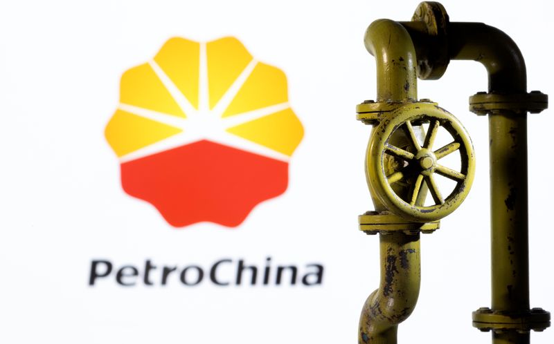&copy; Reuters. FILE PHOTO: A 3D printed natural gas pipeline is placed in front of displayed PetroChina logo in this illustration taken February 8, 2022. REUTERS/Dado Ruvic/Illustration