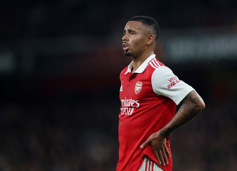 © Reuters. Gabriel Jesus em jogo do Arsenal contra PSV Eindhoven
 20/10/2022   Action Images via Reuters/Matthew Childs