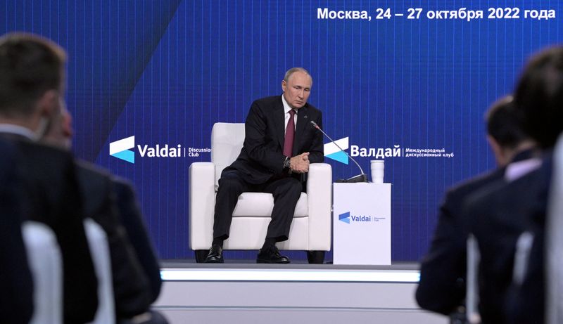 &copy; Reuters. Russian President Vladimir Putin attends the 19th Annual Meeting of the Valdai Discussion Club in Moscow, Russia October 27, 2022. Sputnik/Pavel Barykin/Pool via REUTERS 