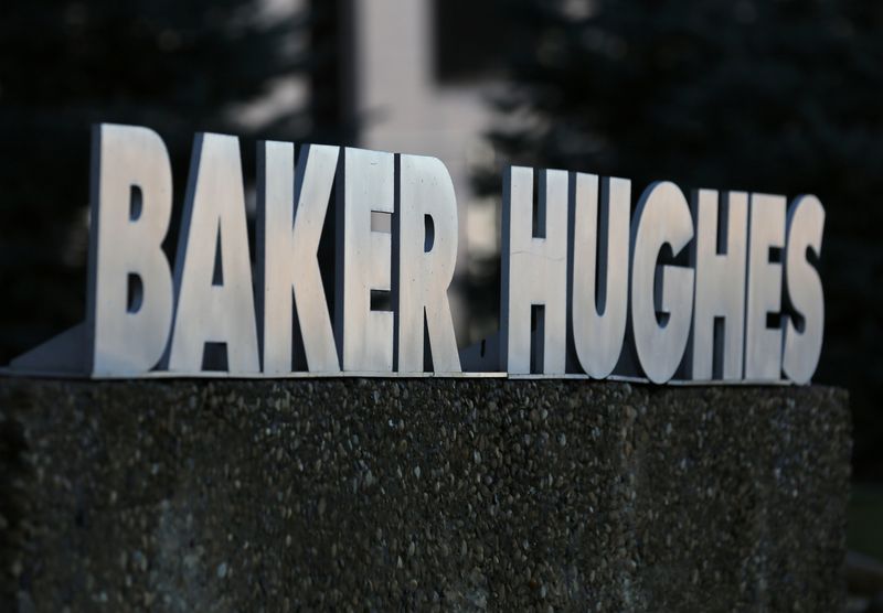 &copy; Reuters. FILE PHOTO: A Baker Hughes sign is displayed outside the oil logistics company's local office in Sherwood Park, near Edmonton, Alberta, Canada November 13, 2016. REUTERS/Chris Helgren/File Photo