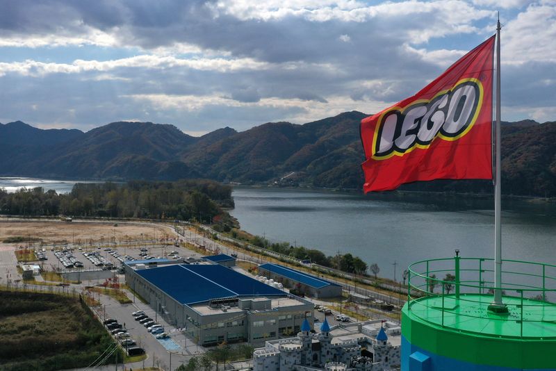 &copy; Reuters. FILE PHOTO: The logo of Lego is seen at the Legoland Korea theme park in Chuncheon, South Korea, October 24, 2022. Yonhap via REUTERS   