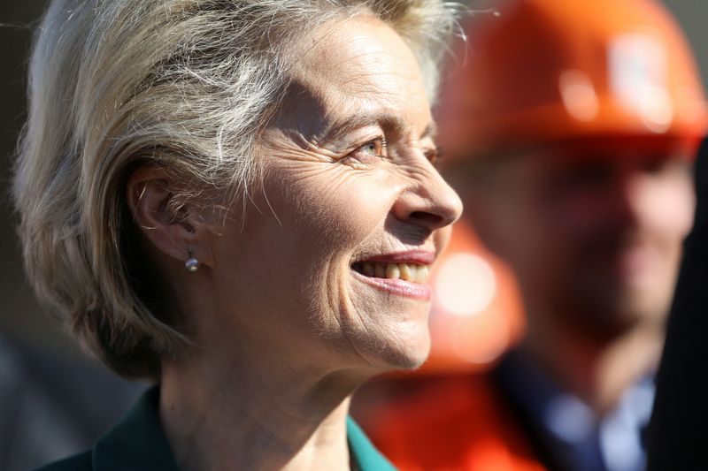 &copy; Reuters. European Commission President Ursula von der Leyen looks on in front of the Tunnel Ivan, on the Corridor Vc, near Sarajevo, Bosnia and Herzegovina, October 28, 2022. REUTERS/Dado Ruvic