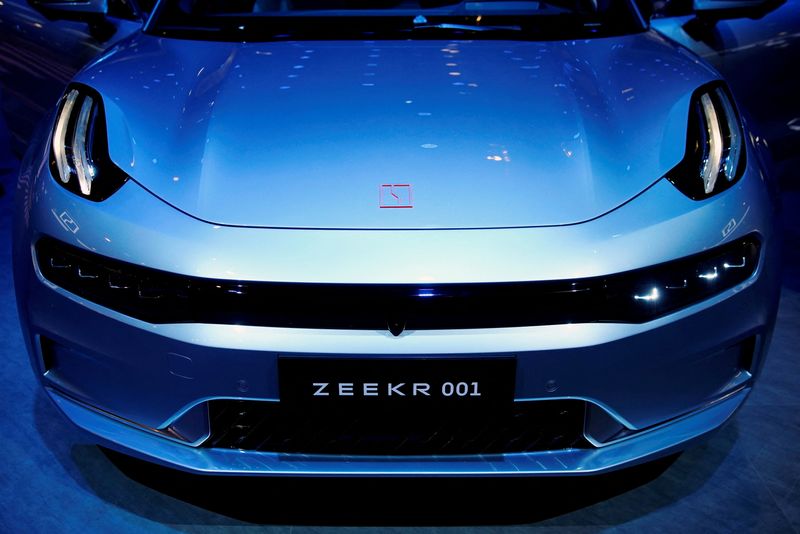 &copy; Reuters.  １０月３１日、 中国自動車メーカーの吉利汽車は、同社のハイエンド電気自動車（ＥＶ）ブランド「Zeekr」をスピンオフし、上場する計画だと発表した。写真はZeekr。上海自動車ショーで２
