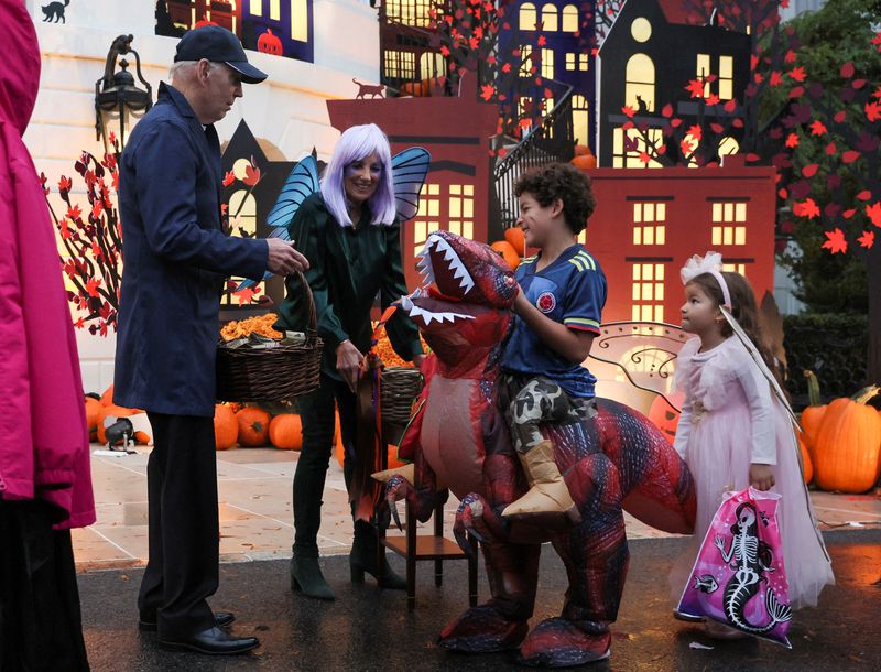 Bidens celebrate their first Halloween at the White House