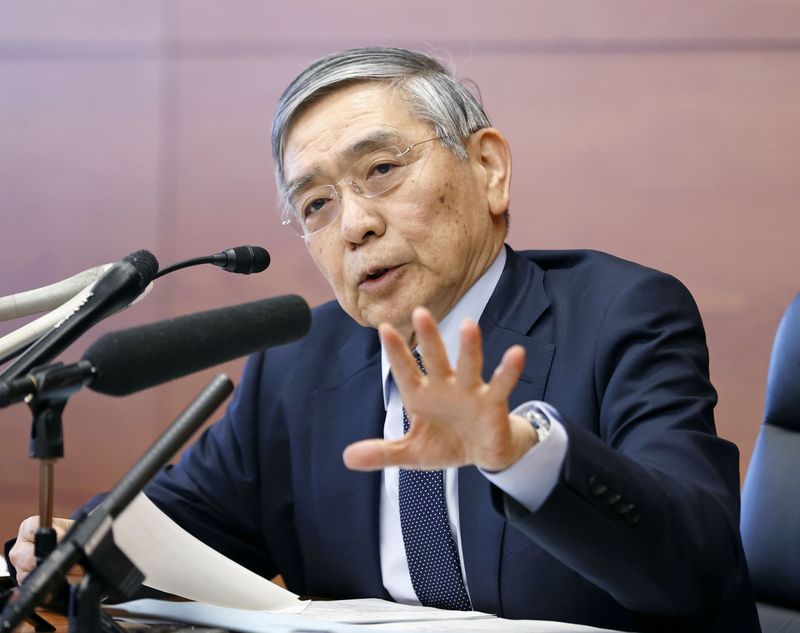 &copy; Reuters. FILE PHOTO: Bank of Japan Governor Haruhiko Kuroda attends a news conference in Tokyo, Japan March 16, 2020, in this photo released by Kyodo. Mandatory credit Kyodo/via REUTERS 