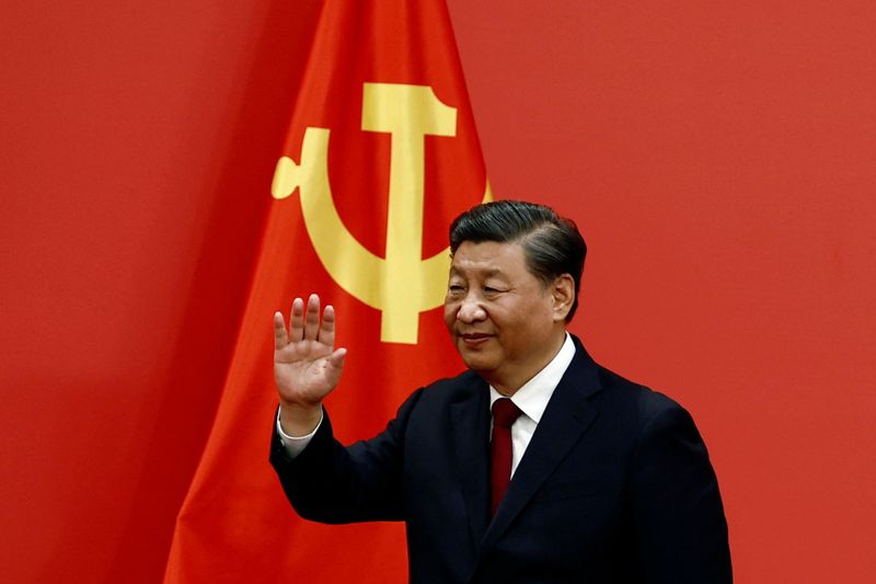 &copy; Reuters. الرئيس شي جين بينغ في قاعة الشعب الكبرى في بكين يوم 23 أكتوبر تشرين الأول 2022. تصوير:  تينغشو وانغ - رويترز.