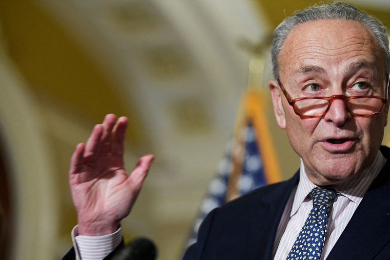 &copy; Reuters. FILE PHOTO: Senate Majority Leader Chuck Schumer (D-NY) attends a press conference at the U.S. Capitol in Washington, U.S., September 28, 2022. REUTERS/Mary F. Calvert/File Photo