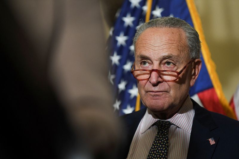 © Reuters. FILE PHOTO - Senate Majority Leader Chuck Schumer (D-NY) attends a press conference at the U.S. Capitol in Washington, U.S., September 28, 2022. REUTERS/Mary F. Calvert