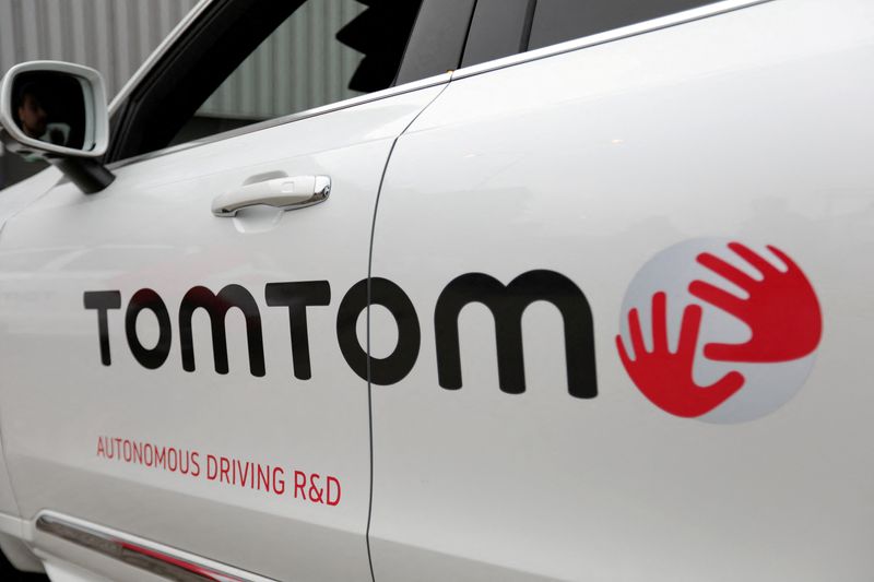 &copy; Reuters. FILE PHOTO: TomTom logo is seen on a vehicle in Eindhoven, Netherlands, November 21, 2019. REUTERS/Eva Plevier