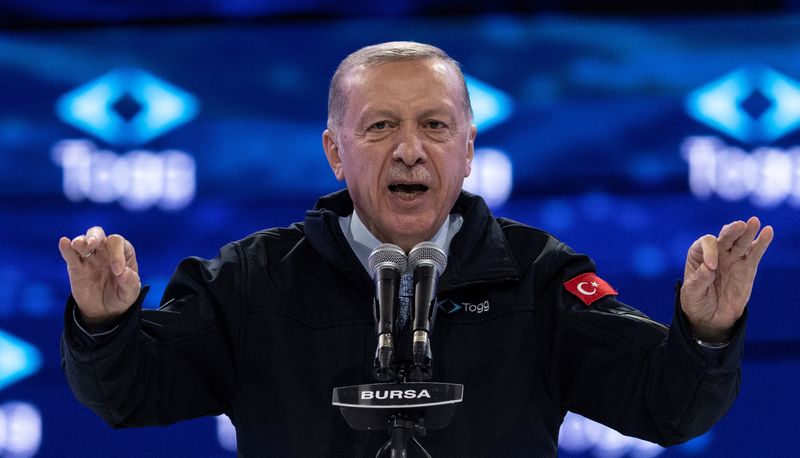 &copy; Reuters. الرئيس التركي رجب طيب اردوغان يتحدث في منطقة كيمليك يوم 29 أكتوبر تشرين الأول 2022. رويترز