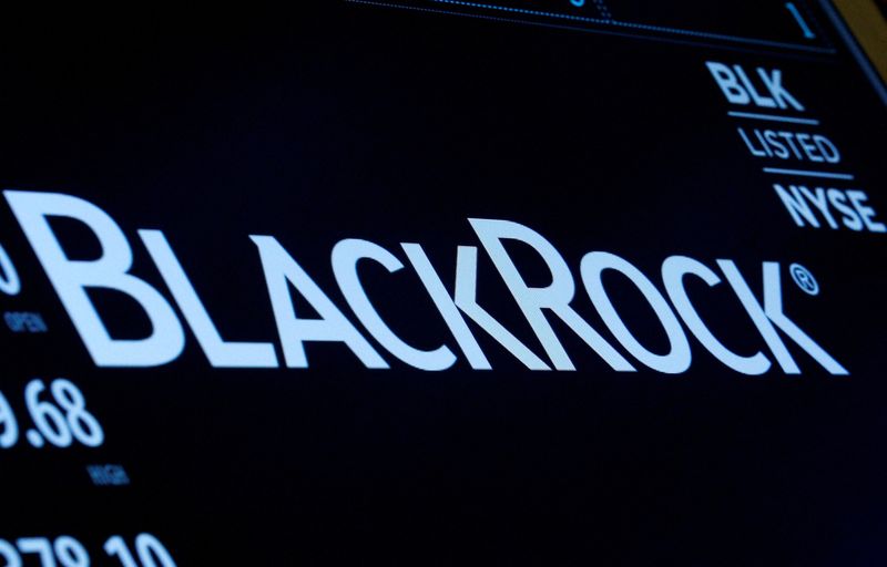 &copy; Reuters. FILE PHOTO: The company logo and trading information for BlackRock is displayed on a screen on the floor of the New York Stock Exchange (NYSE) in New York, U.S., March 30, 2017. REUTERS/Brendan McDermid/File Photo