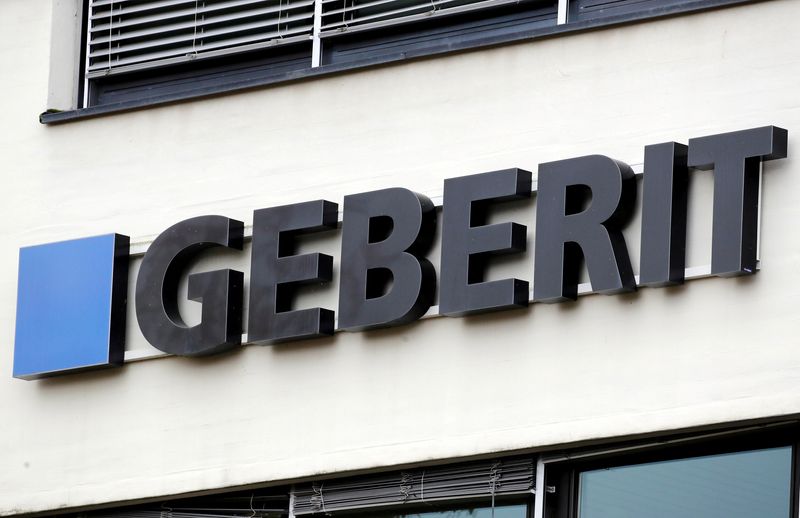 &copy; Reuters. FILE PHOTO: The logo of shower toilet and plumbing supplies maker Geberit is seen at its headquarters in Rapperswil-Jona, Switzerland October 30, 2018. REUTERS/Arnd Wiegmann
