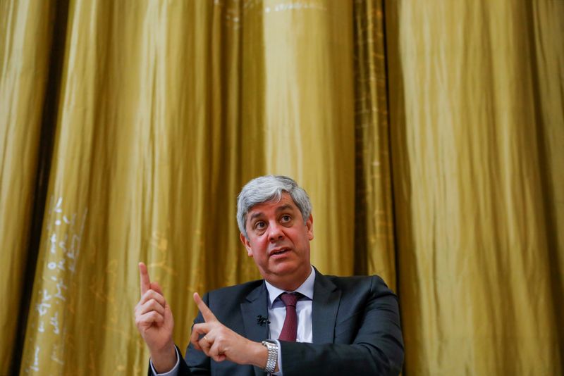 &copy; Reuters. FILE PHOTO: European Central Bank (ECB) governing council member Mario Centeno speaks during an interview with Reuters, in Lisbon, Portugal, March 15, 2021. REUTERS/Pedro Nunes