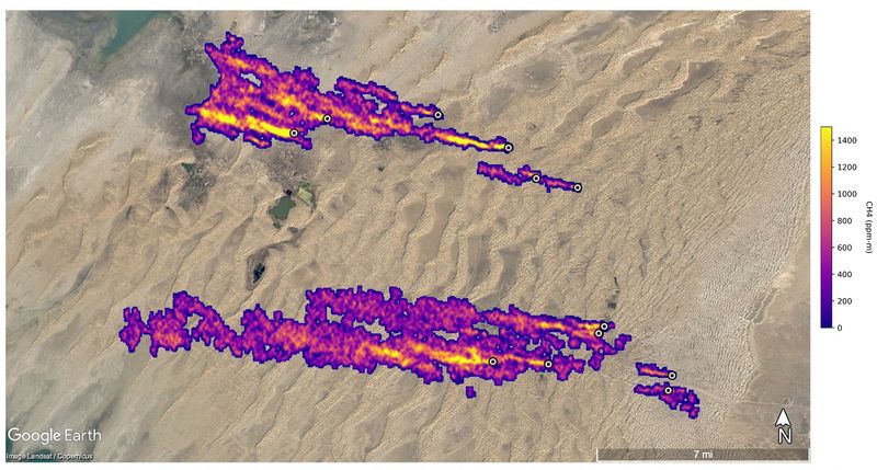 &copy; Reuters. سحاب من غاز الميثان فوق تركمانستان في صورة من ادارة الطيران والفضاء الأمريكية (ناسا) يوم 25 سبتمبر ايلول 2022. صورة لرويترز محظور إعادة بيعها أو