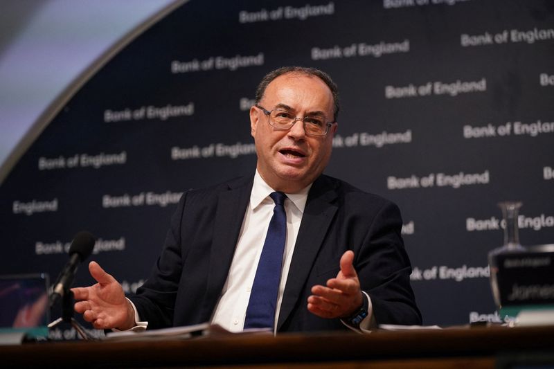 &copy; Reuters. Governor of the Bank of England, Andrew Bailey, speaks during the Bank of England's financial stability report news conference, at the Bank of England, London August 4, 2022. Yui Mok/Pool via REUTERS/Files