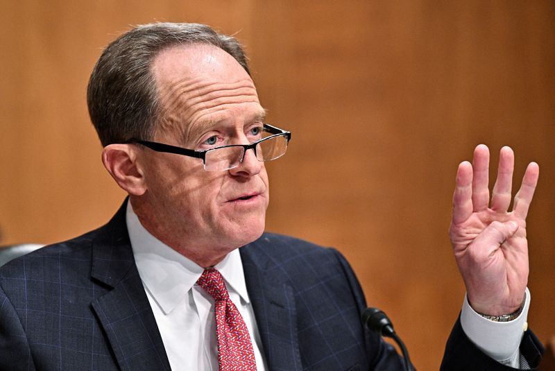 &copy; Reuters. FILE PHOTO: U.S. Senator Pat Toomey (R-PA) speaks during a Senate Banking, Housing, and Urban Affairs Committee hearing on “the state of the American economy,” where White House Council of Economic Advisers Chair Cecilia Rouse testified on Capitol Hil